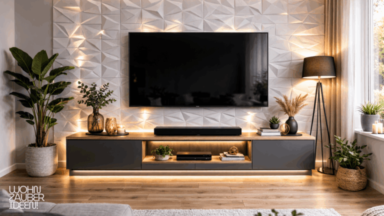 TV Wand Ideen mit 3D Wandpaneelen