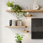 TV Wand Ideen mit wandregalen 1