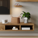 TV Wand Ideen mit wandregalen 2