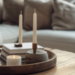 Wohnzimmer mit dekorativen Tabletts 2