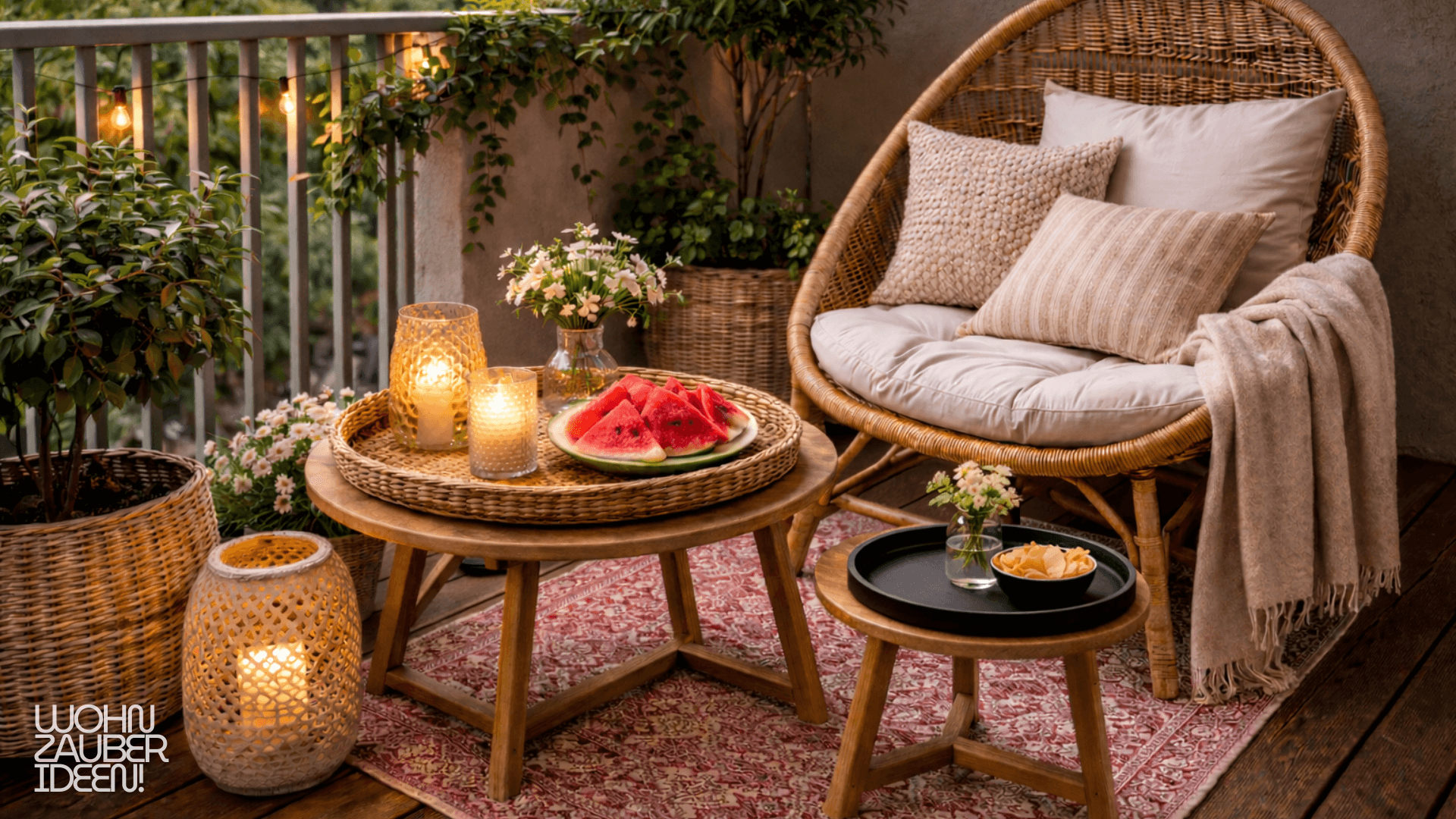 Balkon gestalten in der Mietwohnung mit Tabletts