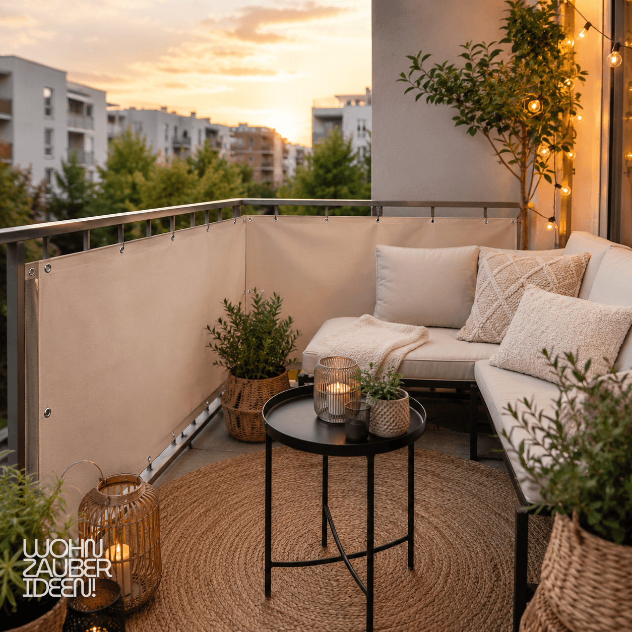 Balkon Sichtschutz Verkleidung mit Ösen